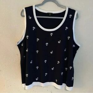 TALBOTS Blue and White Sleeveless Top Women’s Size 3X